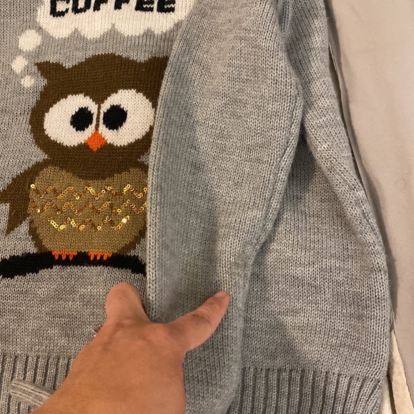 I Need coffee owl sweater - Picture 3 of 3